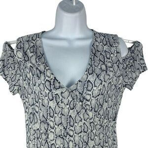 INC International Concepts Black and White Snake Print Blouse